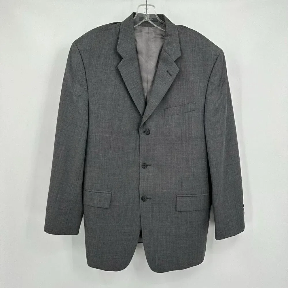 Calvin Klein Men’s Size 40L Sport Coat Grey Blazer Suit Jacker Three Button